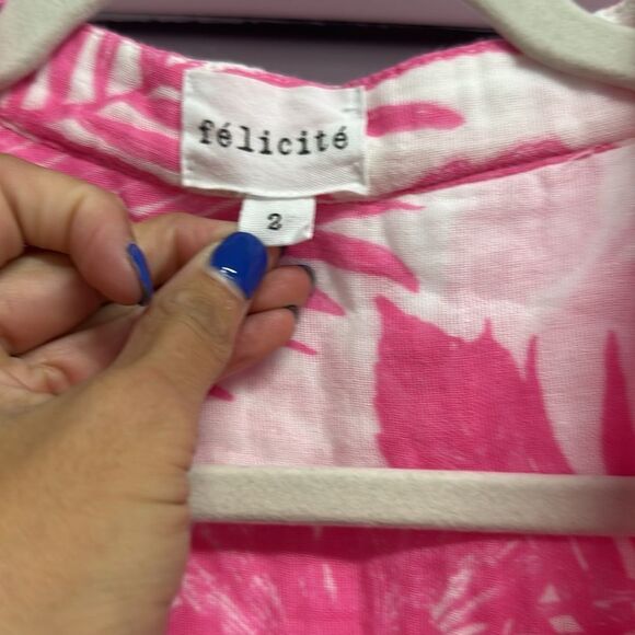 Pink Floral Swim Cover-Up - Long Sleeve Maxi Dress - Felicite - LIKE NEW Size 2 - Picture 2 of 3